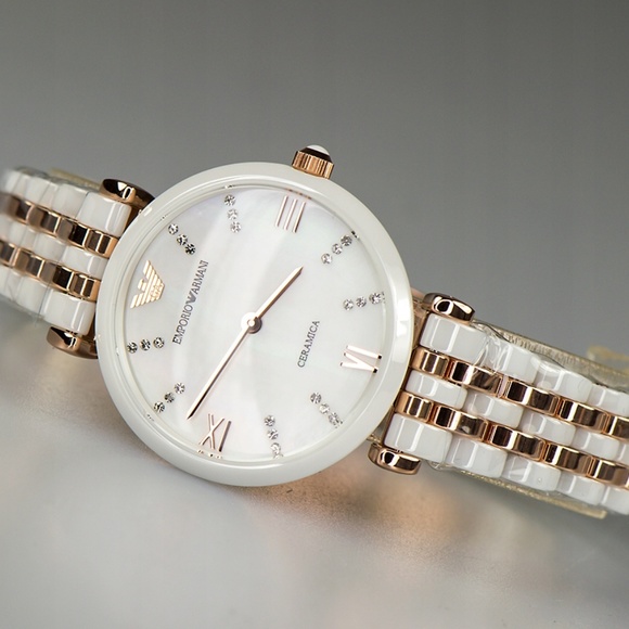 Emporio Armani White Strap Gianni T-bar Watch main image 5